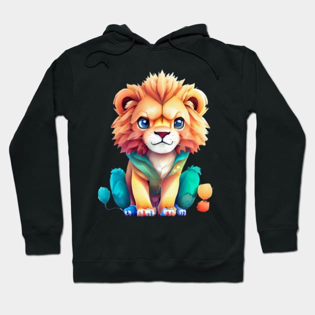 colorful cute lion Hoodie by A&A